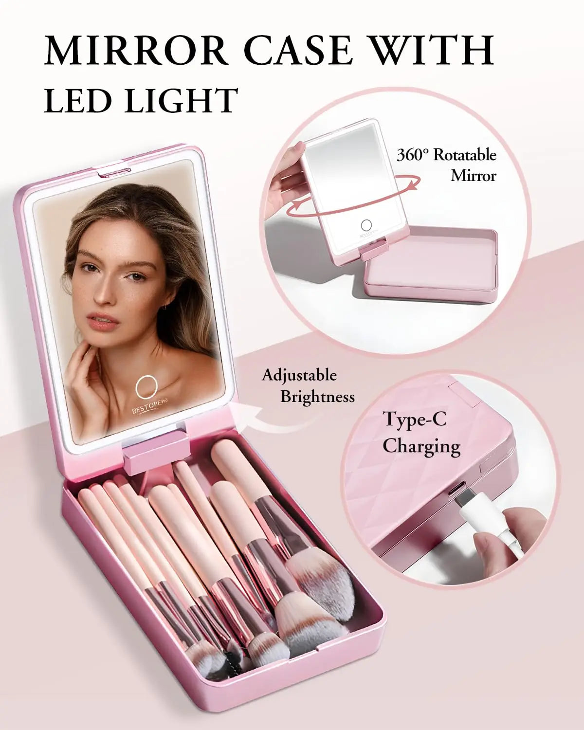 BESTOPE PRO Makeup Brushes with Case, 20PCs