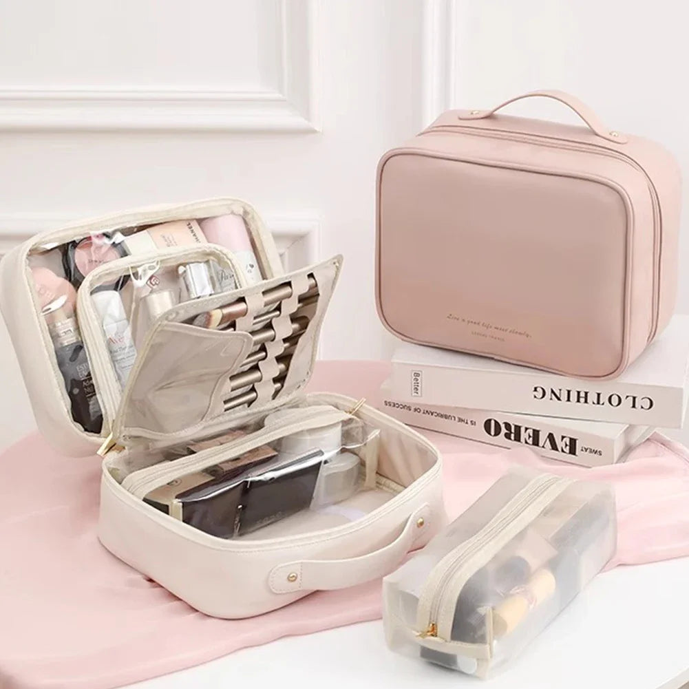 Multi-Compartment Travel Makeup Bag Portable
