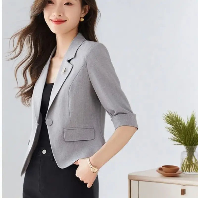 Black Women Blazer Slim Blazer Office Lady