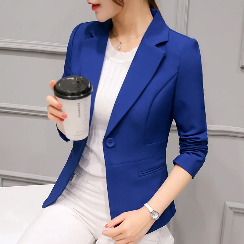 Women's Blazer Blue Long Sleeve Blazers Pockets