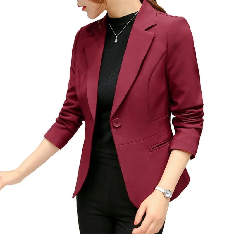 Women's Blazer Blue Long Sleeve Blazers Pockets