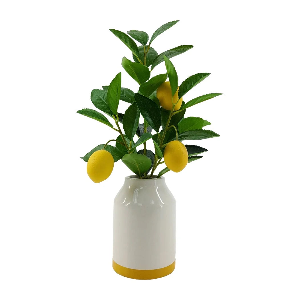 Artificial Lemon Tree Faux Plant in White Ceramic