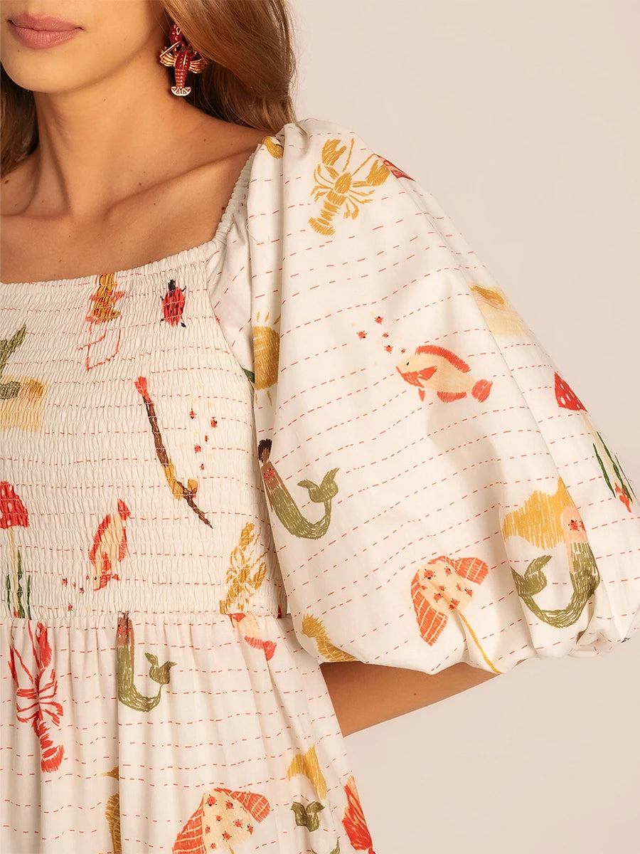 Women s Maxi Dress with Tropical Print Short