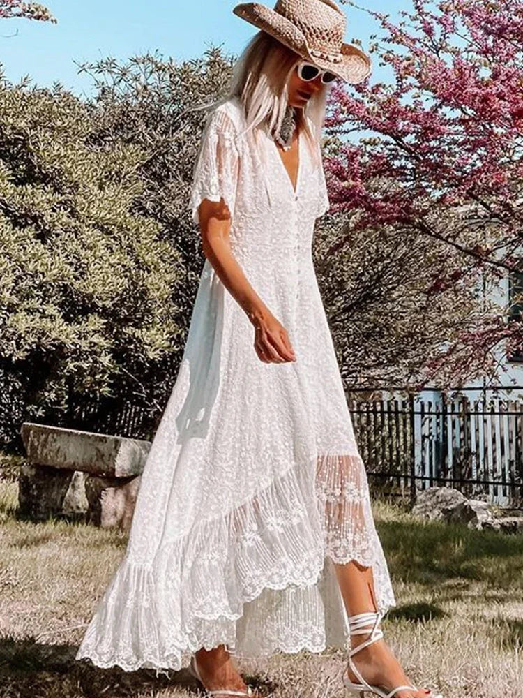 Women Evening Dresses Half Sleeve Hollow