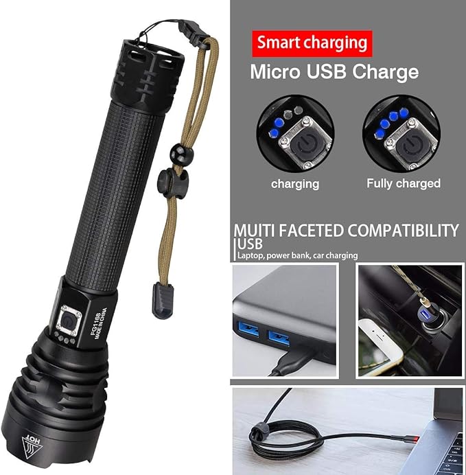 Zayna Cart ™ P90 LED Flashlight Rechargeable