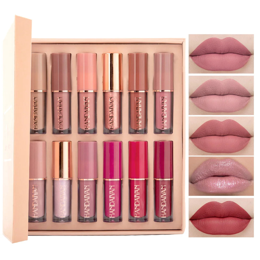 HANDAIYAN 12 Colors Velvet Matte Lip Gloss Set