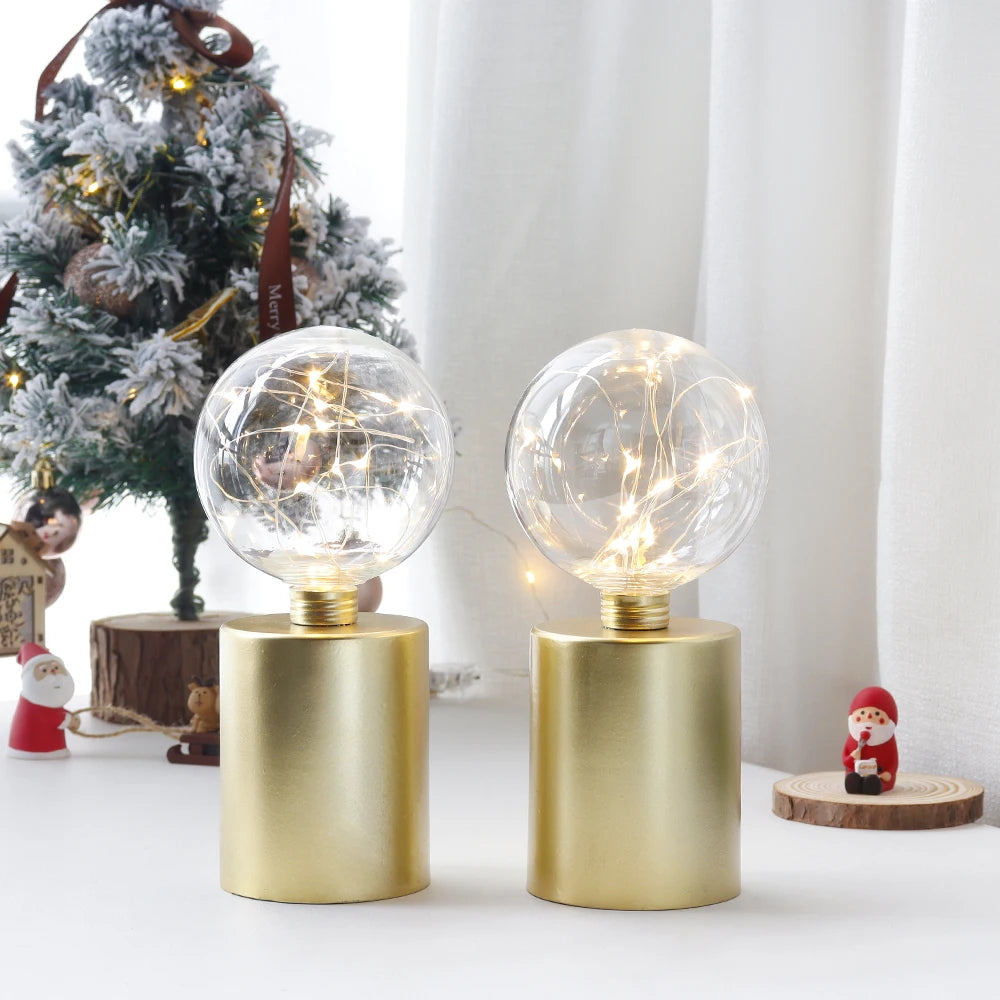 2Pcs Gold Table Lamp Battery Powered Lamps