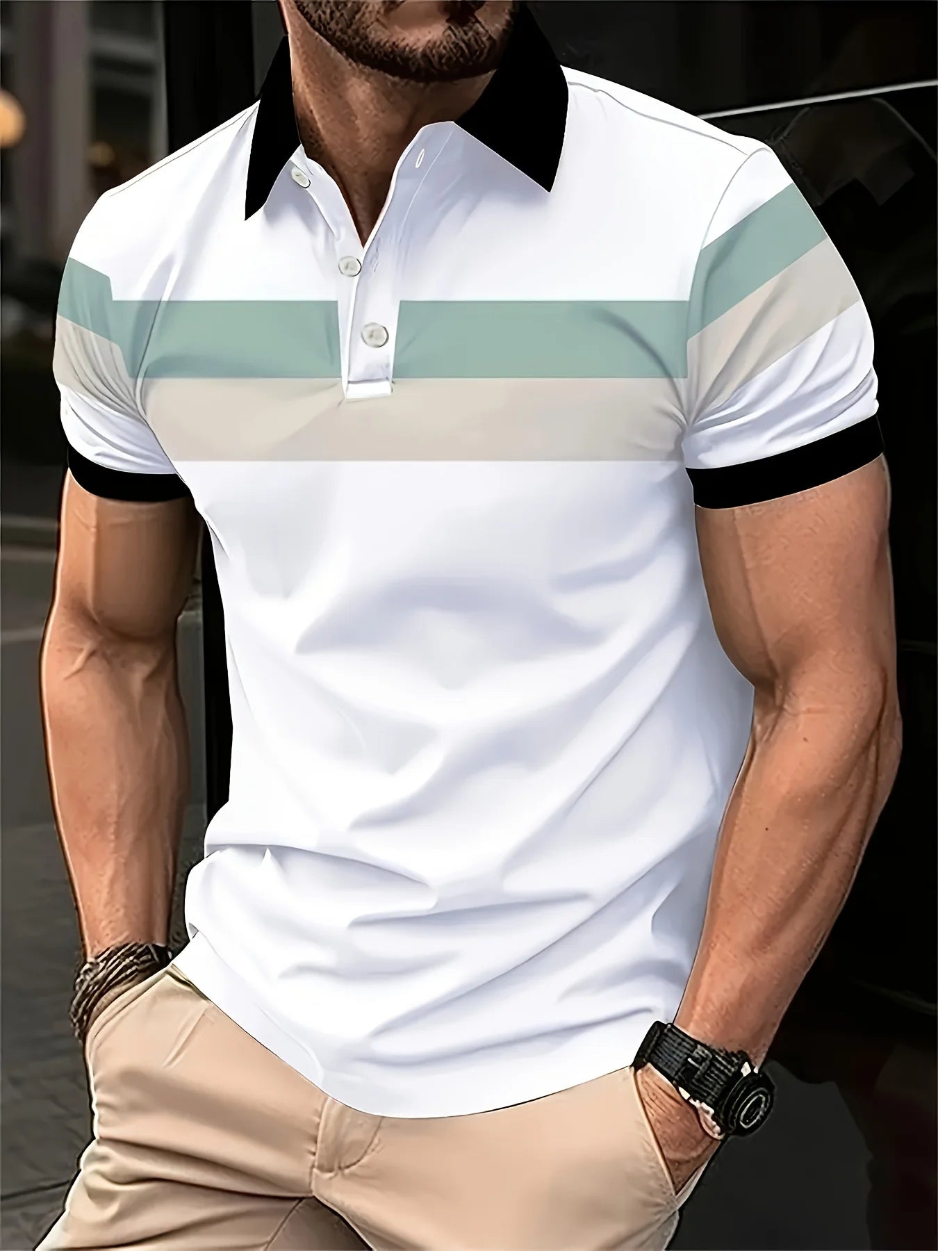 Men's Casual Simple Short-Sleeved Polo Shirt