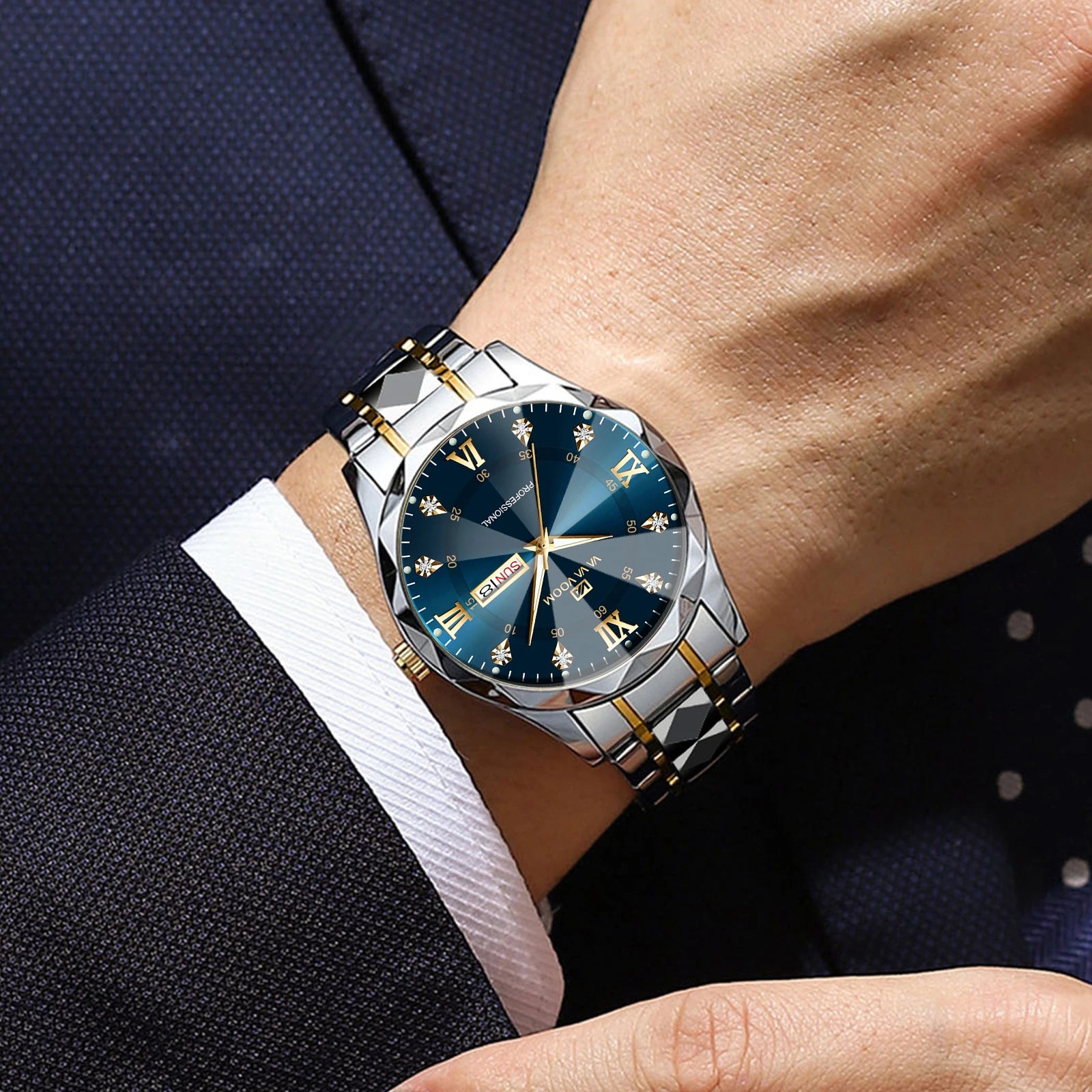 Men Watch Water Diamond Luxury Night Glow