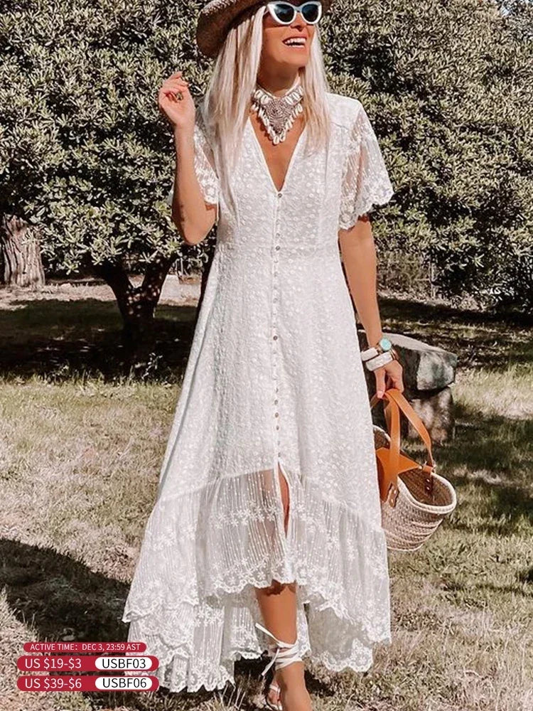 Women Evening Dresses Half Sleeve Hollow